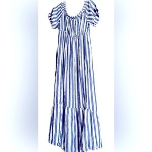 Isabel Maternity Blue/White Striped Dress Size Small